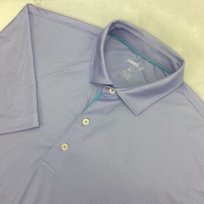 Johnnie-O Men's Purple Graph Check Polyester Blend Short Sleeve Polo Shirt XL