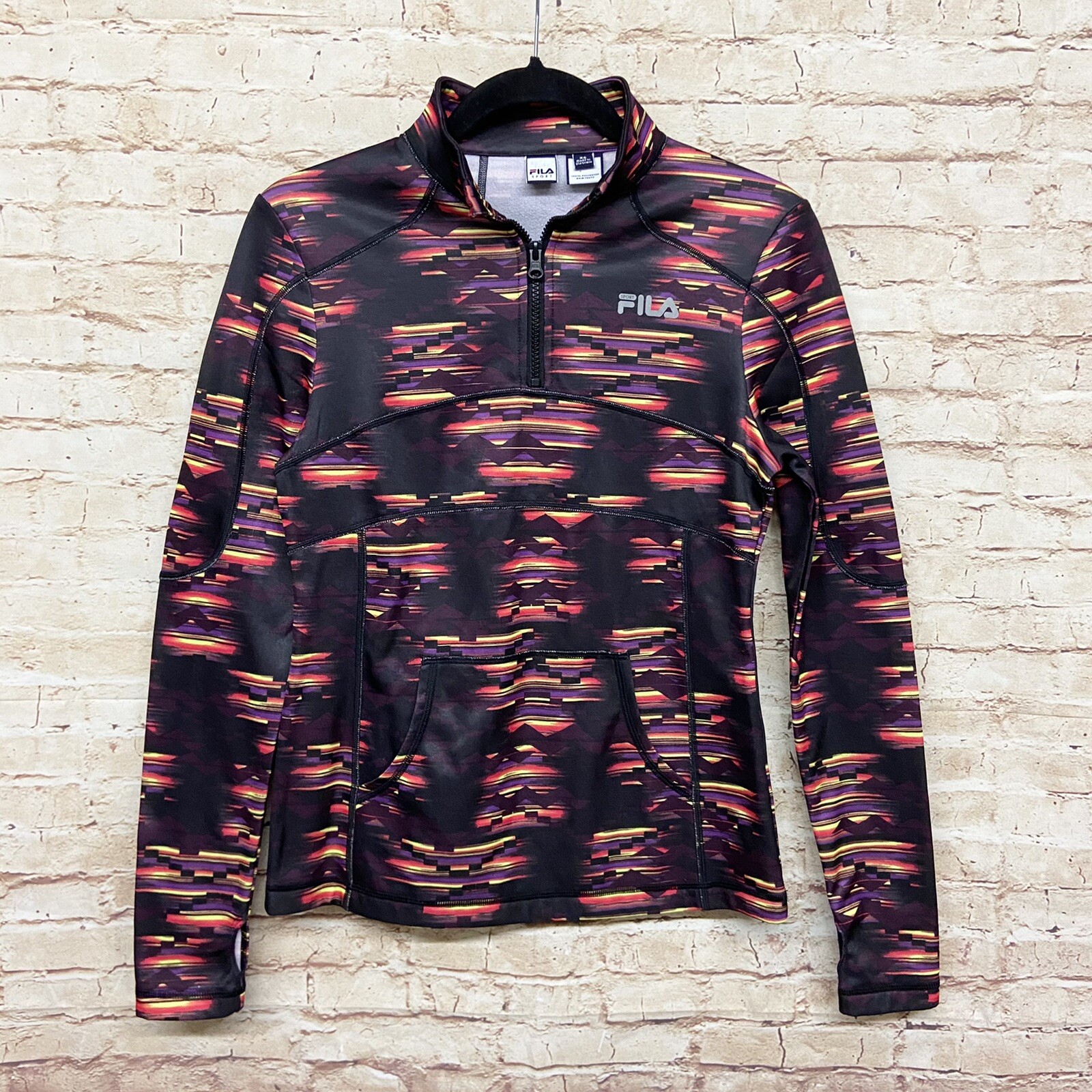 Giacca donna Fila Sport Activewear taglia XS manica lunga 1 4 zip tasche a righe