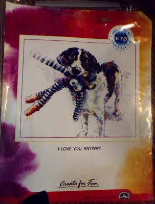 SU25 NEW RTO ''I LOVE YOU ANYWAY'' ART.#M620 DOG COUNTED CROSS STITCH KIT