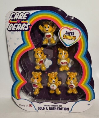 Care Bears Super Shiny Gold & Ruby Edition Mini Figure 6-Pack - NEW