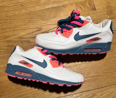 NIKE AIR MAX 90 PREMIUM WHITE/RIFT-BLUE/LAVA WOMENS SIZE 12 MENS