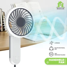 Portable 3 Speed Personal Handheld Fan USB Rechargeable Mini Desk Fan w/Lanyard