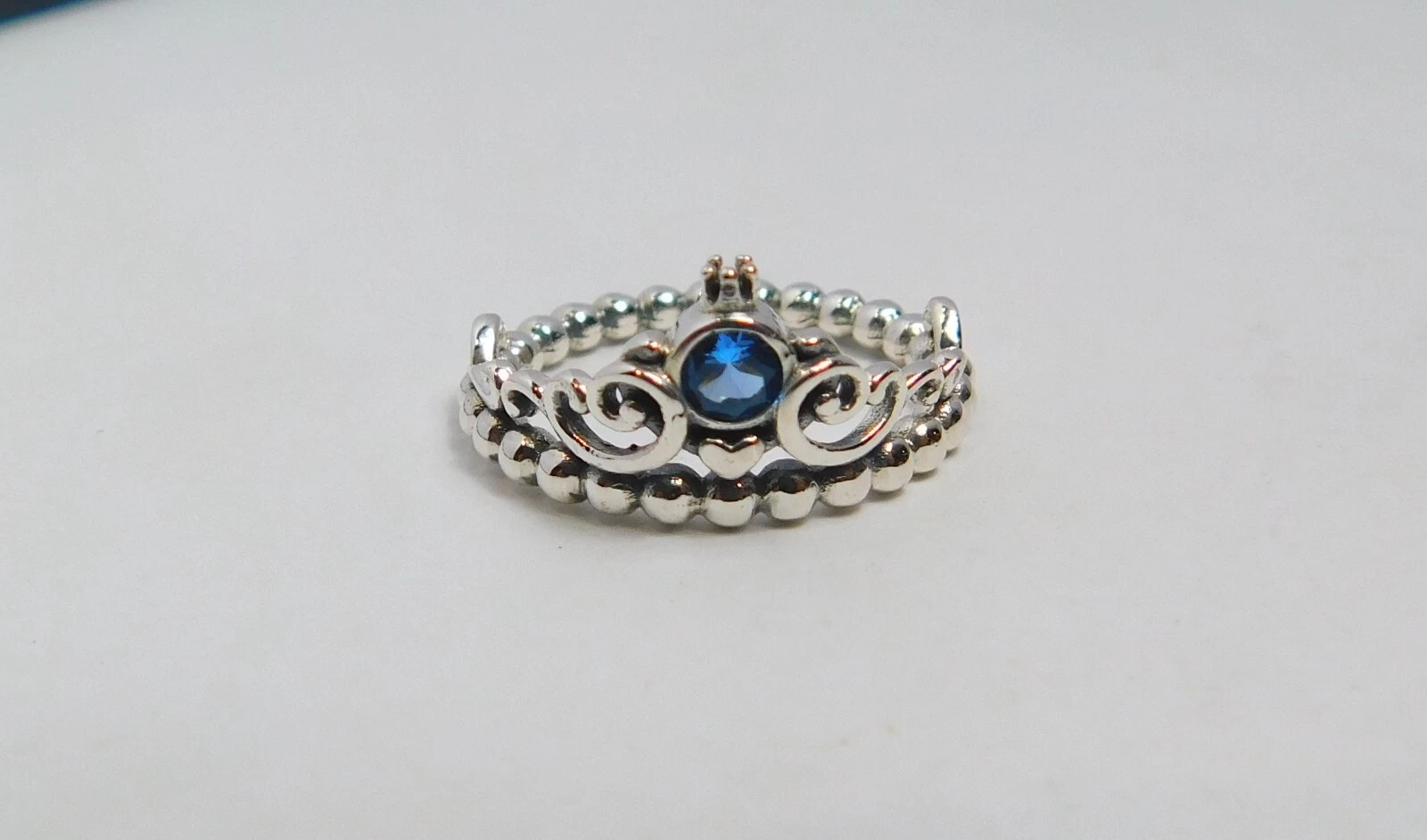 PANDORA Authentic Pandora Ring Disney Cinderella Blue Tiara 199191C01