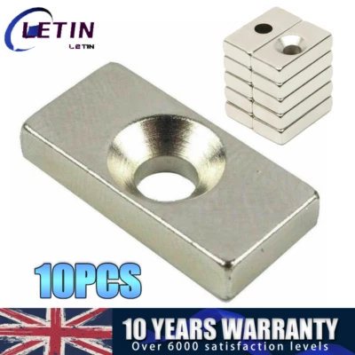 Strong Flat Rare Earth Magnets Square Neodymium Magnets With Screw Holes N50