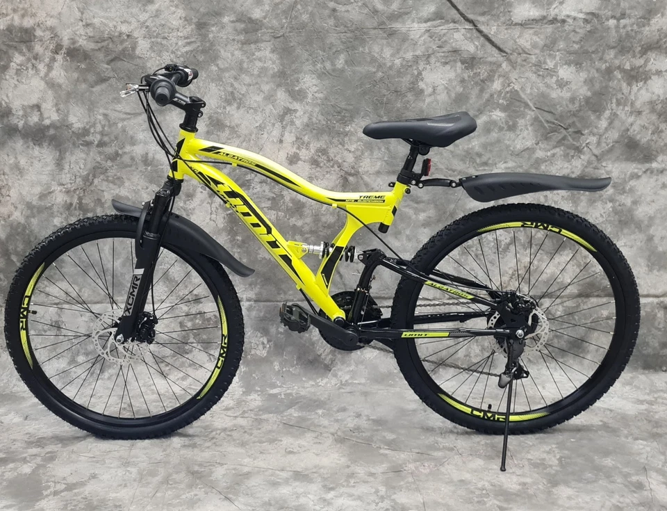 24 Zoll MTB Vollgefedert mit 21-Gang Shimano & Scheibenbremsen NEU 2459-22-GELB - Bild 4 von 4