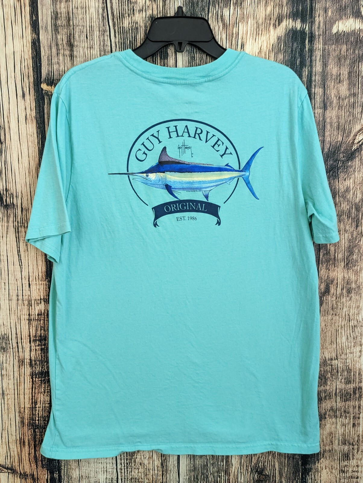 Guy Harvey T Shirt Mens L Teal Blue Marlin Short Sleeve Graphic Cotton Tee eBay