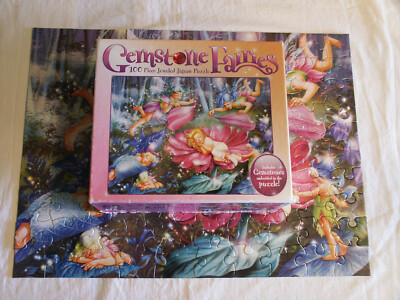 Ceaco Puzzle Gemstone Fairies 100 Piece  Evening Fairies  Jeweled Complete