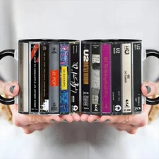 U2 Albums Cassette Retro Collection Accent Mug, U2 Mug