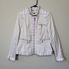 White House Black Market Womens Gray Long Sleeve Full Zip Jacket Size 10