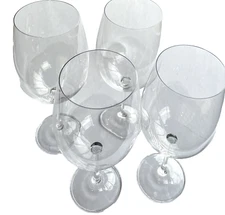 CRYSTALITE BOHEMIA Etched CRYSTAL WATER/ WINE GLASSES 9 1/2" TALL Set 4 Marked