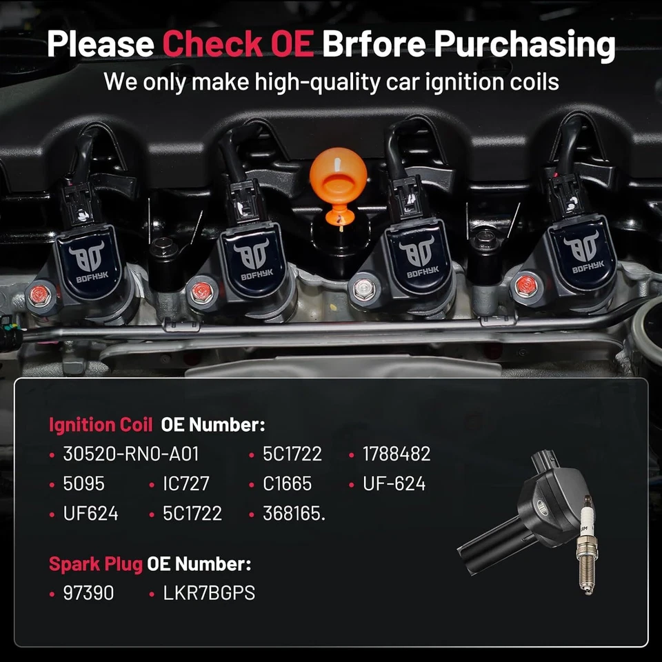 6X UF603 for 2010-2013 Acura ZDX 3.7L V6 Ignition Coil & Spark Plug Set - Image 4 of 4