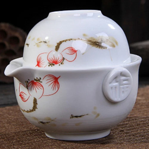 Tea Set Include 1 Pot 1 Cup Elegant Gaiwan Easy Teapot Kettle Porcelain Tea Pot - Picture 6 of 12