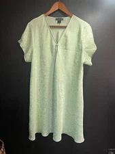 Vintage Y2K Halston Green Lingerie Shirt Dress Satin Floral Plus Size 1X