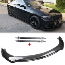 For BMW 320i 328i 330i F30 Carbon Fiber Style Front Bumper Lip Spoiler Strut Rod