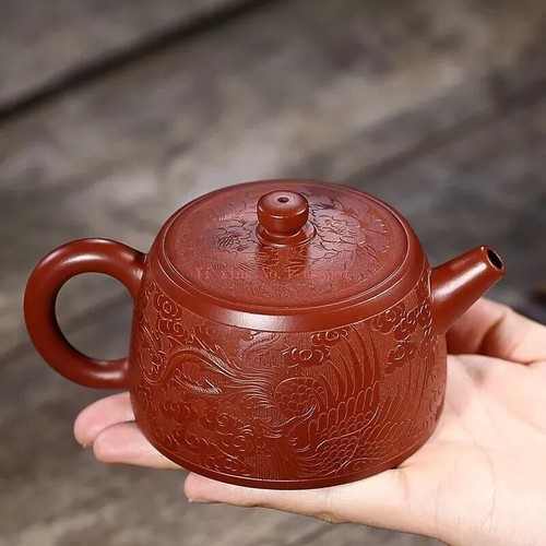 6.8oz Real Yixing Zisha Tea Pot Dahongpao Clay Marked Dragon Carved Jing Lan Pot - Picture 4 of 24