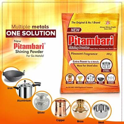 PITAMBARI Cleaning Powder for Silver Copper Brass Iron Steel Aluminium 150 GM