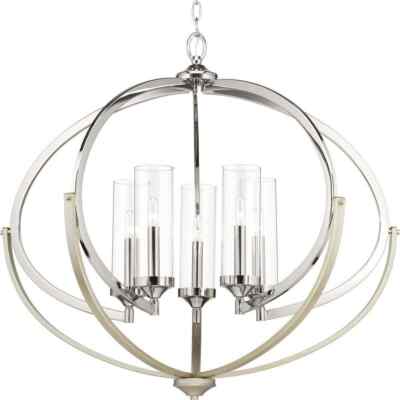 Progress Lighting Evoke 5-Light Polished Nickel Luxury Pendant Chandelier