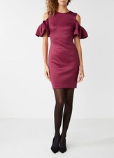 TED BAKER Salnie ruffle cold shoulder sheath bodycon dress evening wedding 4 14