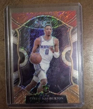 Tyrese Haliburton Orange And Red RAIN Select Rookie Card