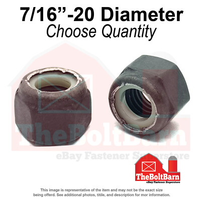 7/16''-20 Grade 8 Nylon Insert Lock Nuts Phos & Oil Fine Thread (Pick Qty)