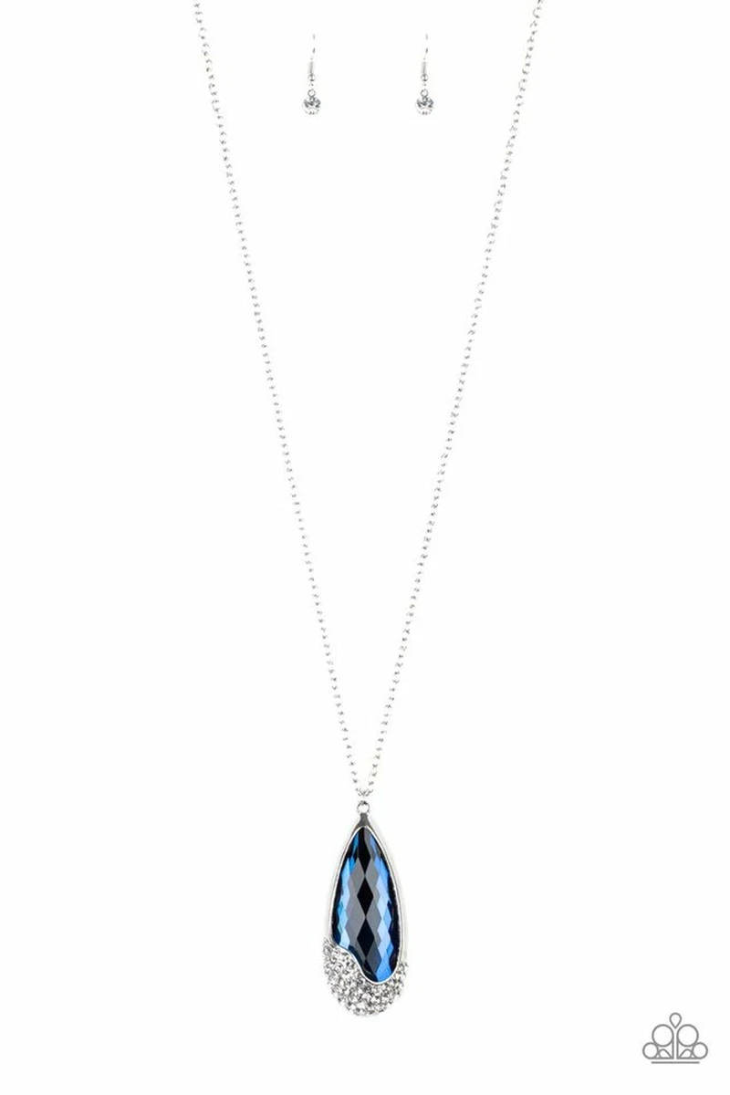 Paparazzi blue sale rhinestone necklace