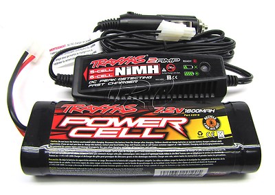 Fits Traxxas T-Maxx 3.3 49077-3 - EZ-START BATTERY & 2 AMP Charger 1800 MAh 7.2v