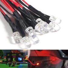 For 1:32 Scalextric SLOT CAR Train Layout 3mm Grain LED Bulb & Wire Red 12V 10pc