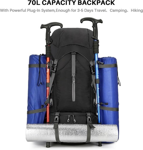 70L Lightweight Hiking Backpack - Waterproof Travel & Camping Backpack - Picture 7 of 9