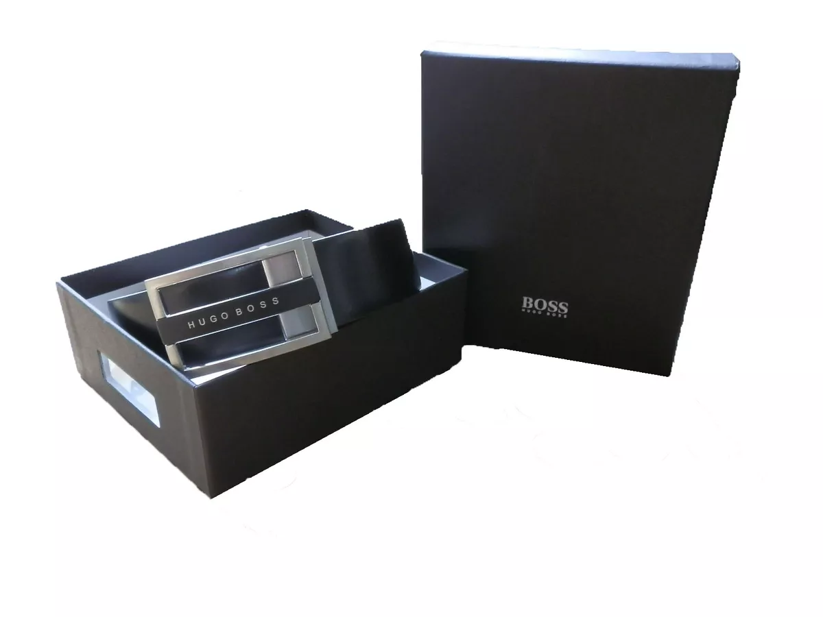 HUGO BOSS MENS BOXED GIFT SET OLEN 1SIZE REVERSIBLE BLACK GREY