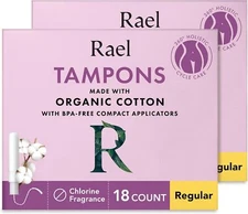 Rael Regular Compact Tampons made with Organic Cotton (36 Count, Regular)