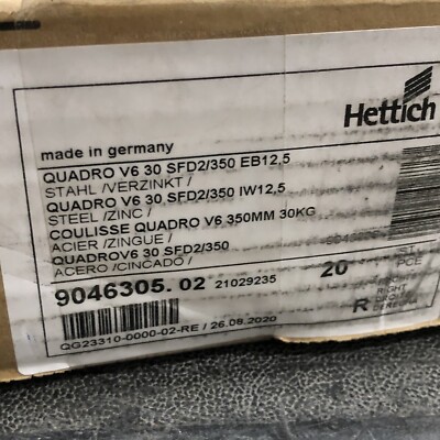 Hettich 20 Pc 30-in Drawer Slide Quadro V6 30 SFD2/350 9046305.02 21029235