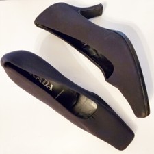 Prada Vero Cucio Black Material Heels Sz. 36