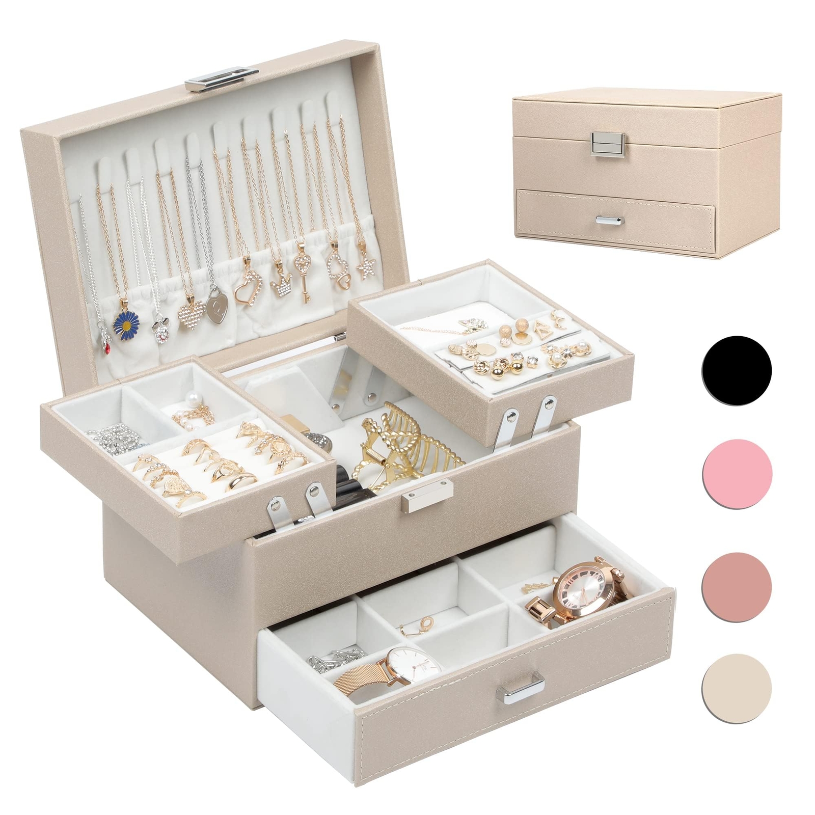 3-Layer Jewelry Box Organizer for Women and Girls – Perfect Gift Idea-image