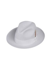 Deluxe Gangster Fedora Hat in White