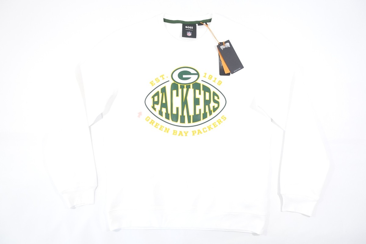 HUGO BOSS MUFF WHITE LARGE NFL GREEN BAY PACKERS TEAM SWEATSHIRT