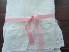 Vintage European COLETTE White Full Embroider Eyelet Lace 5" Ruffle Pillow Sham