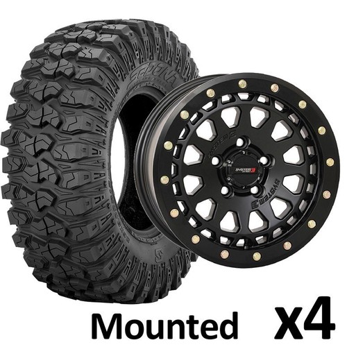 32" Sedona Rockabilly Tires 15" SB6 Wheels 6+1 Black Polaris Xpedition (5 Lug)