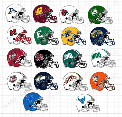 NCAA FOOTBALL HELMET SET MAGNETS - Mid American Conference (MAC) - 18 magnets