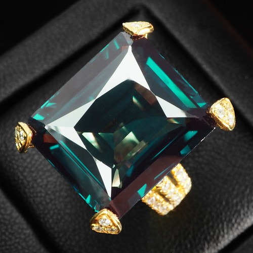Makelloser Indicolith blauer Turmalin 22,90ct 925 Sterling Silber 24K Gold Ringe