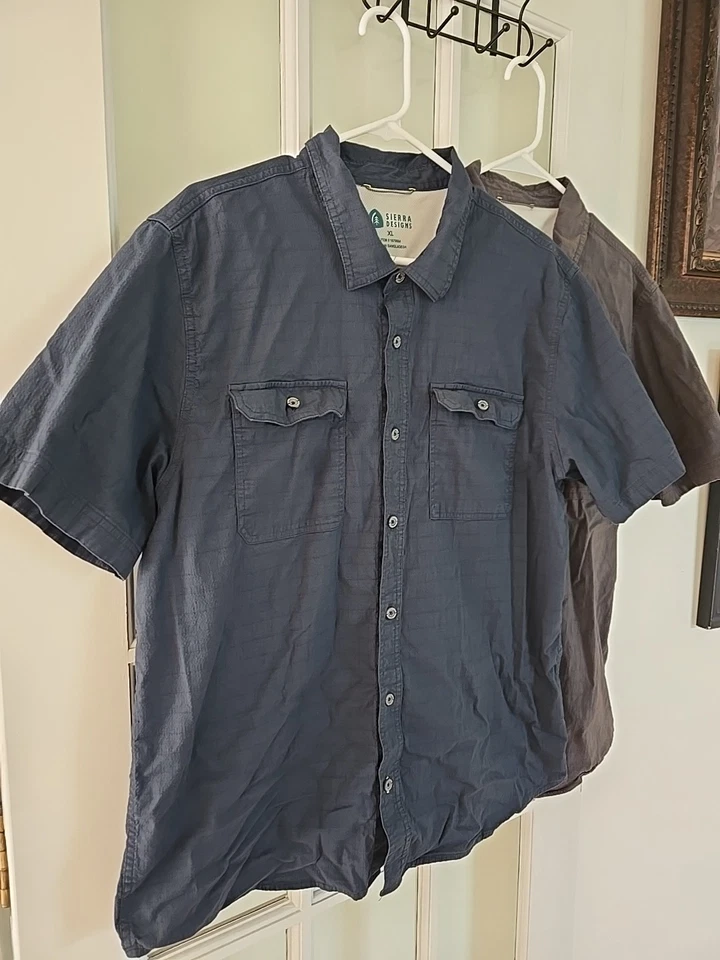 Lot of 2 Sierra Designs Short Sleeve Button Up Mens XL Camp Hike Casual Shirt - Image 2 of 4