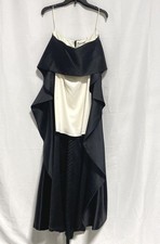 Alice + Olivia NWT Coley Layered Ruffle Gown Black Ecru Strapless Sz 8