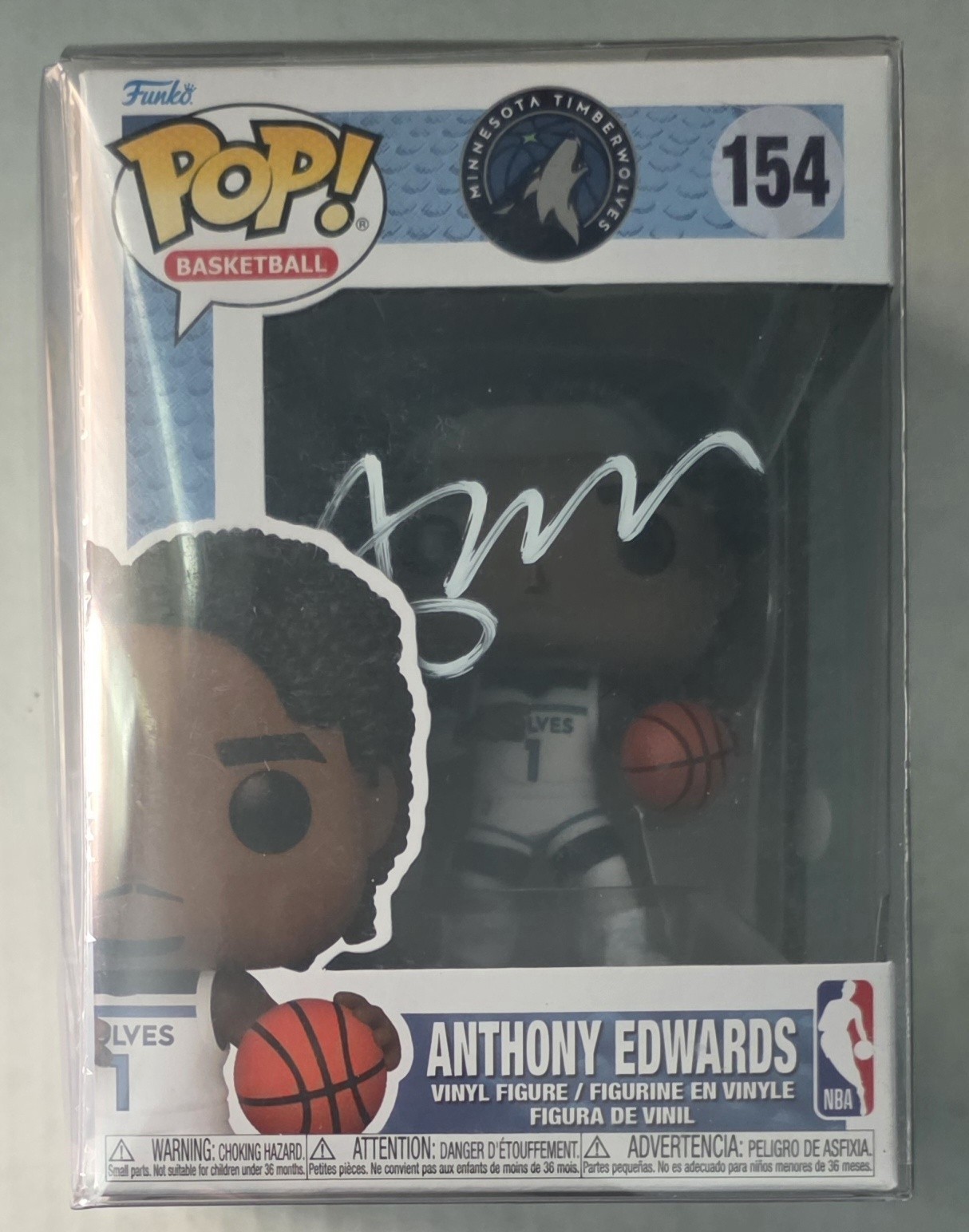 Anthony Edwards Autographed Signed Minnesota Timberwolves Funko POP Basketball #154 JSA COA w/Case Timberwolves 