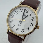 Vintage Timex Indiglo Quartz Watch Men Gold Tone Easy Read Leather New Battery
