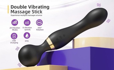 Silicone-Double-Head-Big-Full-Body-Massager-Vibrator-Mute Rechargeable 20 Speeds