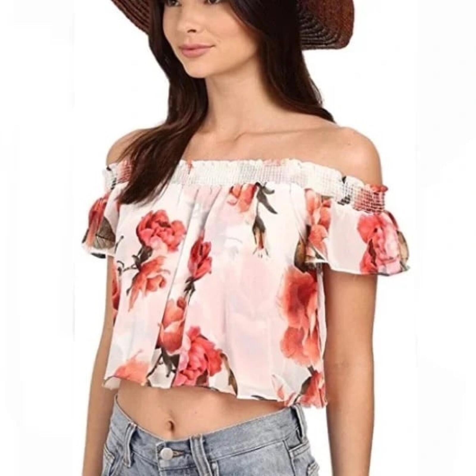 Women’s MuMu Floral Off Shoulder Top Size Medium