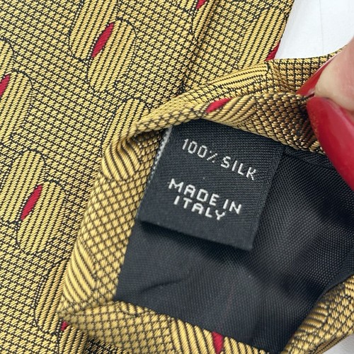 JOS A BANK made in ITALY 100% Silk Tie Men's Gold Red Geometric Necktie - Picture 4 of 5