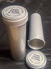 2 Large Pill Bottles 60 Dram With Lids 5.5"H x 2"D Reversible Cap Stackable