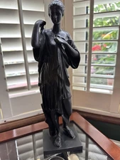 A Patinated Bronze Diana Of Gabii Statue After The Antique Statuette Praxiteles 