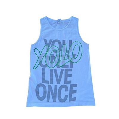 Vintage Y2K YOLO You Only Live Once Tank Top Shirt Women's Size S White Summer