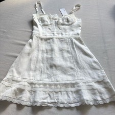 NWT Reformation Arya White Linen Mini Dress Size 8